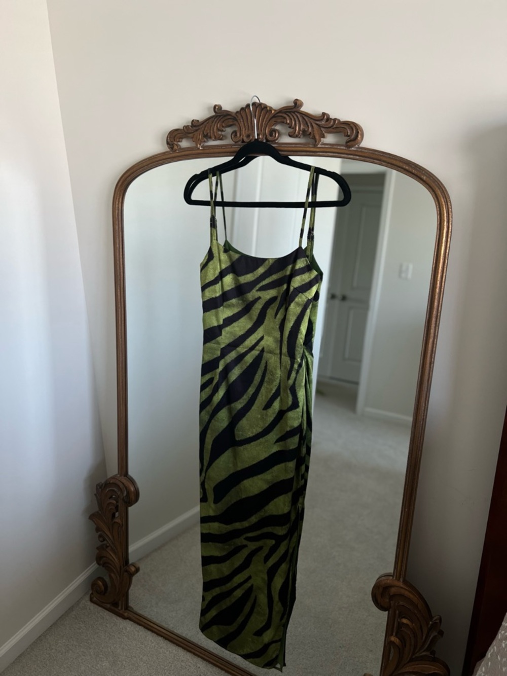 Runaway The Label Green and Black Zebra Midi Dress